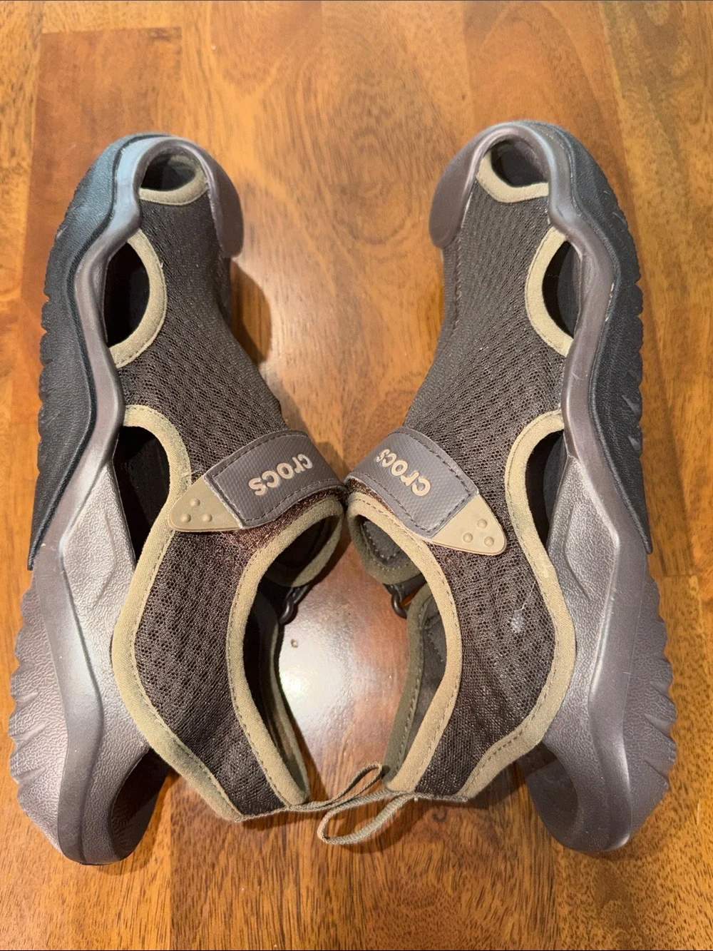 CROCS Swiftwater Men's Taupe and Beige Mesh Sport Slides